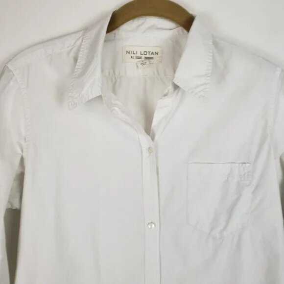 Nili Lotan NL Shirt White Cotton Button Down Long Sleeve Top Womens Size Small - Picture 5 of 7